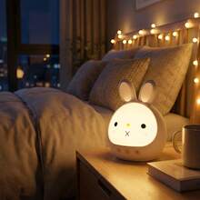 Rechargeable Rabbit Night Light Features Three Color-Changing Modes, Dimming Function, Button And Touch Controls, And A Long-Lasting Battery.  Its Cute Rabbit Design Makes It Perfect For Bedrooms, Room Decoration, Creating A Dreamy Atmosphere, Setting The Mood, And Can Also Be Used As A Desk Lamp. It's Also An Ideal Holiday Gift. - 彩色 - 查看 1