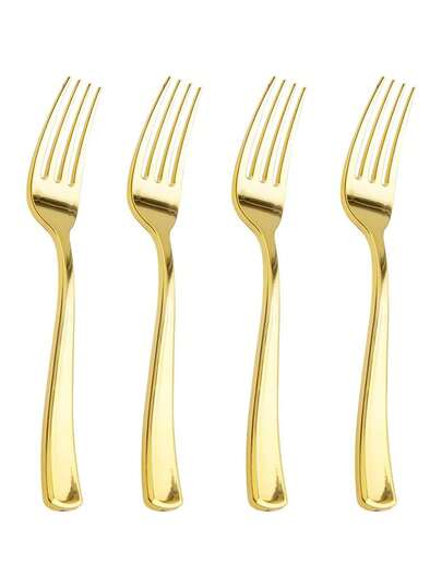 1 pieza Juego de cubiertos de tenedor y cuchara chapado en oro europeo, adecuado para el té de la tarde en el hogar, postres, café, fiestas, bodas, banquetes, estancias en casa y restaurantes. Cubertería de alta calidad, gruesa, duradera y con estilo para uso diario, té de la tarde, picnic, fiestas y como regalo