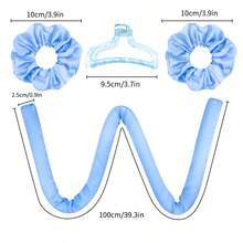 1条 Mcbki 海蓝色卷发丝带，可重复使用免加热卷发发带，无需加热，带发夹的丝带卷发器，打造自然柔和波浪卷发，DIY 卷发工具，睡眠造型工具，无需加热，隔夜卷发丝带发带 - 寶藍色 - 查看 3