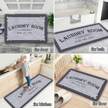 [Tapis de buanderie antidérapant] Tapis de buanderie décoratif antidérapant X&M HDECO pour buanderie en libre-service, tapis de balcon 16x24 po/20x31,5 po/20x47 po/20x63 po/23,6x71 po, polyester, lavage à la main uniquement - Lettres grises - Voir 5