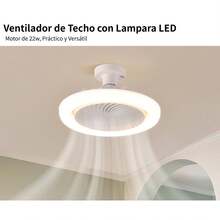Ventilador de Techo con Lampara LED, 3 Velocidades, Iluminación Ajustable, Con control Remoto y Temporizador de Apagado, Para Habitación, Oficina, Salón, Taller - Tipo de Enchufe A USA (110-127V) - Ver 3