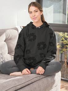 Floral Sweatshirt - Đen / Đen - Xem 3