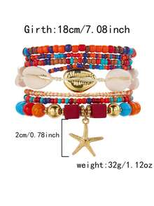 波西米亚度假风多层念珠手链。创意沙滩配饰套装。 - 海星手串套裝 - 查看 8