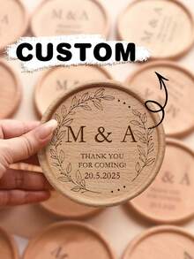 Posavasos personalizados de tocón de árbol redondo, decoraciones de boda, recuerdos de boda, regalos para el novio, la novia, las damas de honor, posavasos resistentes al calor, ambiente, parejas, elementos de boda, regalo de boda, texto personalizado, compacto y portátil, minimalista, maximalista - Multicolor - Ver 2