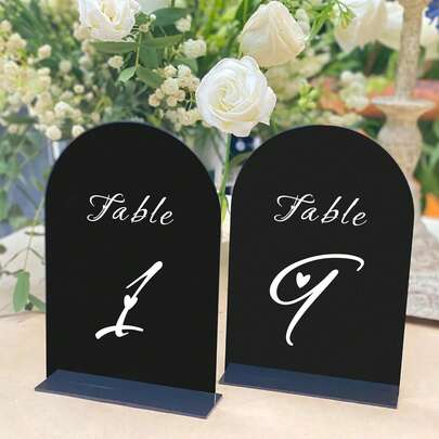 10PCS Clear Acrylic Arch Table Number Holders, Wedding Reception Signs Party Ornaments Gift Cash Box Markers & Place Card Stands