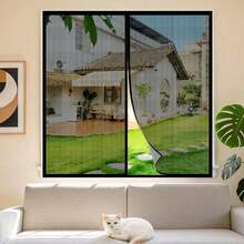 1pc Summer Magnetic Sheer Curtain, Fiberglass Mesh Black Mosquito Proof Breathable Sheer Curtain, Invisible Magnetic Screen Window Curtain, No Drill Home Use - Magnetic Glass Black Screen Window - View 24