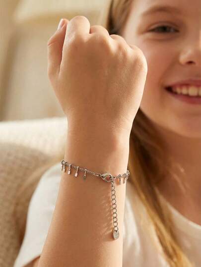 1pc Cute Simple Stainless Steel Chain Bracelet For Girls For Street Party Banquet Festival Holiday Beach Vacation For Daily Wear Jewelry Accessory Gift