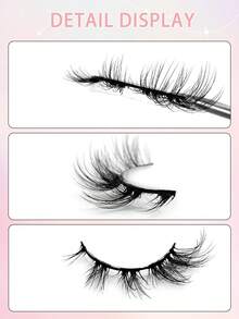 ENCHUW 5 pares de pestañas postizas naturales, suaves y esponjosas con rizado 3D, adecuadas para uso diario, citas y fiestas - Negro - Ver 3