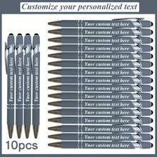 10pcs Customized Engraved Ballpoint Pens - Smooth Writing, Personalized Information, Touch Screen Compatible Retractable Clip, Ideal For Office And Christmas Greetings - Sets - View 6