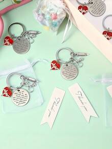 15pcs Nurse's Day Keychain Party Favors, Includes Keychain, Card, Ribbon, Nurse's Week Gift, Employee Appreciation Gift, Nursing Student Gift (Silver) - Party Keychain - View 2