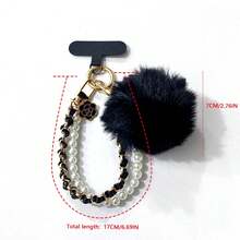 Cordão curto para celular em couro preto minimalista de luxo com detalhe de pérola e pingente de pele sintética. Alça resistente e versátil para celular, ideal para viagens, atividades ao ar livre, chaveiro, presente de aniversário, casamento e festas. - Multicolorido - Ver 13