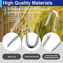 Wire Fencing U Nails, Galvanized Steel, Heavy Duty Fence Fasteners Wire Mesh And Woven Fence Installation (20 Pack) - A - View 4
