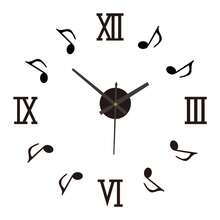 No Drill Creative Silent Acrylic Wall Clock, DIY Music Note Decor Clock For Living Room, Bedroom, Hallway - 1PC - View 12