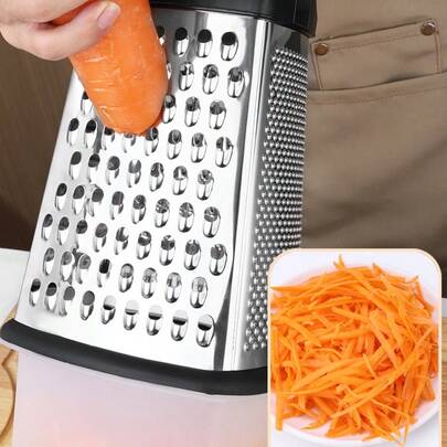 مبشرة متعددة الوظائف سميكة، لتقطيع الجبن والخضروات، صندوق مبشرة من الفولاذ المقاوم للصدأ رباعي الجوانب، مقبض مانع للانزلاق، مصممة للاستخدام في المطبخ