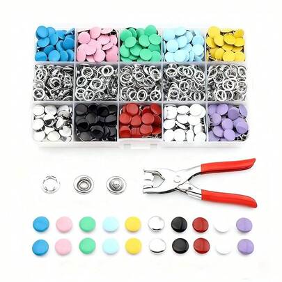 201个彩色耐用不锈钢按扣，手动钳子，免缝五爪纽扣，适用于DIY工艺品、服装、箱包，适合初学者和专业人士，快速释放按扣，五爪纽扣，按扣