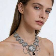 SHINE - Double Chain Necklace With Metal Details - 2026 For Women - 銀色 - 查看 2