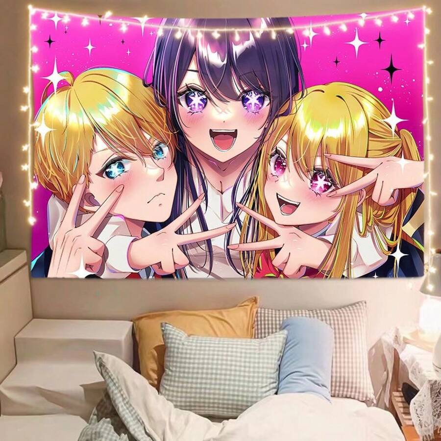Anime Oshi No Ko Tapestry Ai Hoshino Ruby Hoshino Starry Decor - 白色 - 查看 1