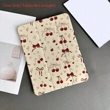 10.9/10.2 Inch Tablet Case With Pencil Slot, Fit For Air 5th Gen/Pro11/10th/9.7/Air 2/7th Gen/8th Gen/Air 4/5/Pro 11/10th Gen 10.9 Inch 2022/Air 13(M3 2025)/Air 11(M3 2025)/11(A16 2025), Cherry Red & Pink Bow Design, Compatible With Galaxy Tab S10+/S9/A9, 5/5PR/6/6PRO/7/7PRO, Auto Sleep/Wake - Multicolor - View 2