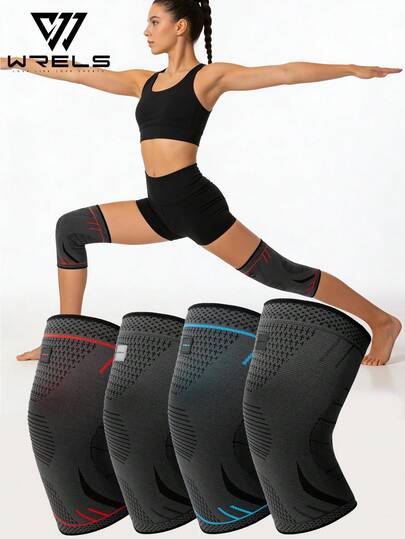 1件装 WRELS 压缩护膝套，透气防滑，运动护膝，适用于跑步健身，缓解膝盖疼痛，健身房护膝，健身配件