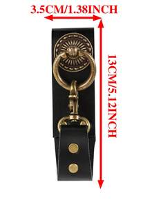 1 PC Medieval Retro PU Leather Belt Hanger, Steampunk Brass Ring Hook, Nordic Viking Style Portable Cup Hook, Renaissance Cosplay Prop Accessory - Multicolor - View 5