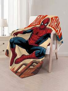 This Is A Marvel Spider-Man Themed Flannel Blanket, With Multiple Spider-Man Images And Web Elements Densely Arranged, Creating A Strong Visual Impact. The Main Color Scheme Is Red, Blue, And White, And It Has The Features Of Warmth And Softness, Suitable For Use As A Sofa Throw, Nap Blanket, Or Bedding Decoration. - Mustard Yellow - View 12