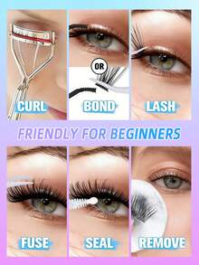 192pcs D-Curl Individual Eyelash Extensions Kit, 9-16mm Mixed Lash Clusters, Includes Lash Glue, Sealant And Application Tools For DIY Lash Extension At Home - Multicolor - View 9