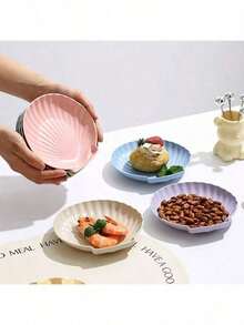 1pc Creative Shell-Shaped Bone Plate, Plastic Bone Plate, Household Bone Plate, Trash Plate, High-End Small Plate, Fruit Plate, Snack Plate, Cake Dessert Salad Plastic Plate - Multicolor - View 4