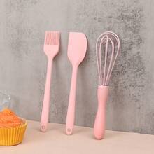 3pcs Heat-Resistant Silicone Baking Set, Including Spatula, Basting Brush, And Hand Whisk, Suitable For Home Baking - Multicolor - View 3