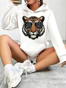 QL20260105082 Women's Long-Sleeved Sweatshirt, Women's Hoodie, Women's Casual Home Sweatshirt Standard Size B8 - 白色 - 查看 1