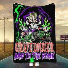 1PC 3D Monster Jam Monster Truck Cartoon Blanket, Edgy Gift For Motorsports Fans, Themed Man Cave Decor, Retro Sci-Fi Party Accent & Race Day Souvenir,Soft Throw Blanket For Home Bedroom Bed Sofa Picnic Travel Office Cover Blanket, Multiple Sizes 50x60 To 60x80 Inches - Multicolour 24 - View 5
