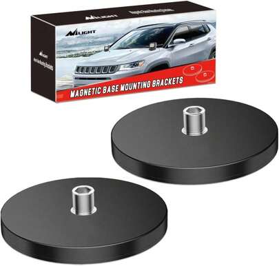 Nilight 2PCS Magnetic Base LED Light Bar Mounting Brackets, Powerful Sucker Holder For Bottom-Mounted Offroad LED Work Light Mounting On Hood, 2 Years Warranty