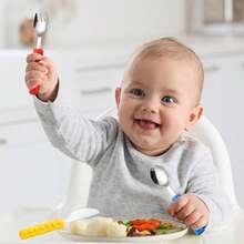 cubiertos para nios 6 piezas,Fabricado en acero inoxidable y silicona de grado alimenticio,Con caja de almacenamientoAdecuado para viajes, escuela, trabajo, picnic, campamentos y uso doméstico - Blanco - Ver 7