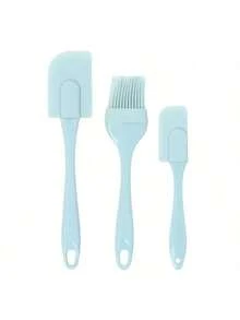 Bộ 3 món cọ phết dầu và thìa silicon, thìa phết kem màu hồng, dụng cụ làm bánh bằng silicon, cọ phết bánh ngọt và dụng cụ cạo kem. Bộ 3 món dụng cụ làm bánh bằng silicon gồm thìa và cọ phết kem. - nhiều màu - Xem 8