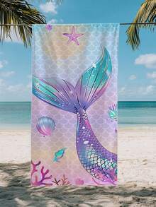 1 Stück traumhaft bunter Meerjungfrau-Schwanz Strandtuch, super weicher Mikrofaser extra großer Stranddecke, super saugfähiges Badetuch, geeignet für Reisen, Schwimmbad, Tauchen, Surfen, Yoga, Camping, in verschiedenen Größen erhältlich, Strandaccessoires - Verschiedenfarbig - Übersicht 2