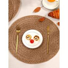1/4/6/12件装波西米亚风纯色编织绳圆形餐垫，餐桌装饰，家居派对桌面装饰 - 卡其色 - 查看 3