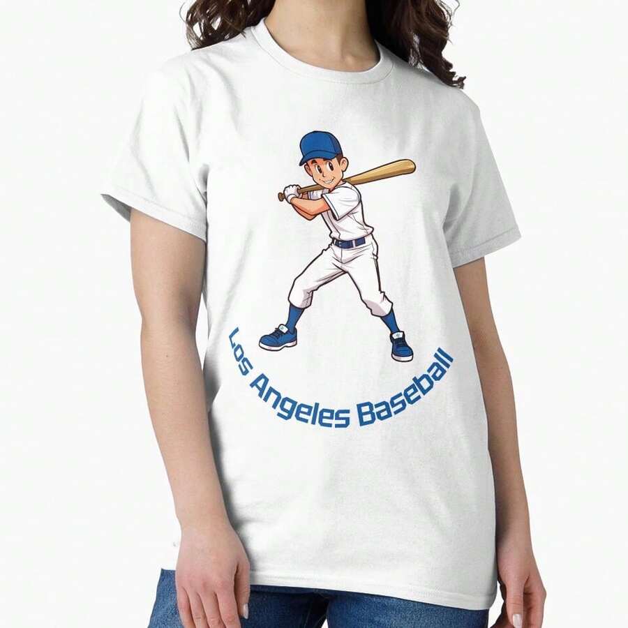 Player In Baseball Uniform Classic T-Shirt - trắng - Xem 1