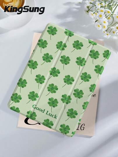 Kingsung Clover Pattern Tablet Case, Compatible With 9.7/10.2/10.5/10.9/12.9/Pro 11, 10th Generation, Compatible With Samsung Galaxy Tab S6 Lite 10.4-Inch, Compatible With Kindle Paperwhite 12th Gen 2024, Kindle (11th Generation) 2022 Version, Kobo Clara Color, Soft And Drop Resistant, Intelligent Standing/Automatic Wake-Up/Sleep