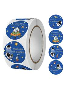 1 Roll Blue Astronaut & Alien Stickers, Non-Curling Self-Adhesive Sticker - Multicolor - View 3