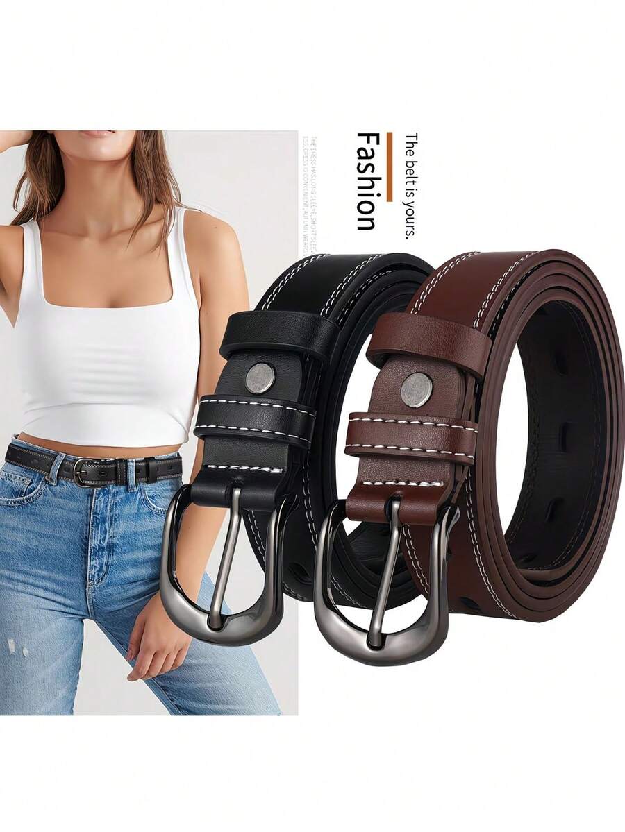 女士腰带，针扣，简约多用途，韩式精致装饰，韩版，休闲真皮腰带，时尚牛仔腰带