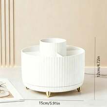 1 hộp đựng cọ trang điểm xoay 360°, bộ sắp xếp đồ trang điểm 5 ngăn, giỏ đựng mini dùng để đựng cọ trang điểm, mỹ phẩm, son môi, bút, đồ dùng nghệ thuật, văn phòng phẩm, đồ trang trí nhà cửa, phụ kiện phòng tắm. - Nhiều màu - Xem 2