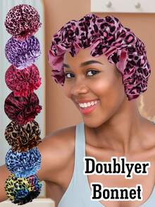 Leopard Print Lace White Stitching Hat, Halloween Christmas Colonial Costume Night Cap Mop Cap Accessory, Maid And Lady's Halloween Christmas New Year Valentine's Day Party Supplies - Multicolor - View 11