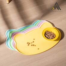shuo ni mao yi 硅胶宠物喂食垫，猫狗粮碗垫，采用硅胶材质，猫头设计，非常适合宠物使用。 - 彩色 - 查看 3