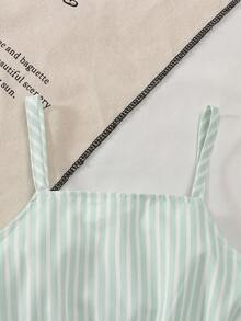 Girls' Summer Camisole Top And Wide Leg Pants Set - Mint Green - View 3