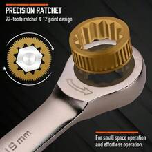 12pcs Metric Ratchet Wrench Set, 8-19mm Ratchet Combination Wrench With Organizer, 72 Teeth Chrome Vanadium Steel - Adjustable Head Ratchet Wrench - View 3