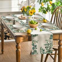 4pcs 30.48 X 45.72 Cm Eucalyptus Leaf Dining Table Placemats, Seasonal Rustic Washable Countryside Placemats For Spring And Summer - Green - View 3