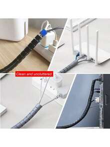 1pc 16mm X 3m Cable Organizer Strap With Clips, Open Flexible Ethernet Cable Sleeve For Desktop Or Under Desk Cable Management - View 4