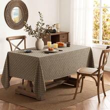 MIULEE Taupe Linen Table Cloth Rectangle Tablecloth Waterproof Spillproof Cross - Star Textured Table Cloth, Decorative Rustic Farmhouse Style For Dining/Party/Buffet/Wedding, 52x70 Inch - 70" X 52" (Rectangular) + Taupe - View 3