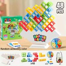 16/32/48/64pcs Balancing Strategy Stacking Game, Balancing Blocks, Tabletop Game, Fun Party Interactive Game, Entertaining Parent-Child Interactive Game, Suitable For Family Game Night And Youth Parties, Party Gathering Atmosphere-Enhancing Interactive Toy (Random Color) - Multicolor - View 16