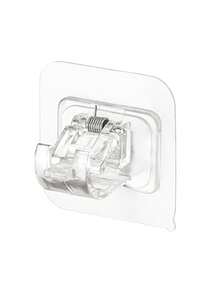 1/2/4pcs PC Material Transparent Curtain Rod Hooks, Curtain Rod Clips Brackets, No Drill Adhesive Hooks, Expandable Tension Rod Curtain Clips - Clear - View 5