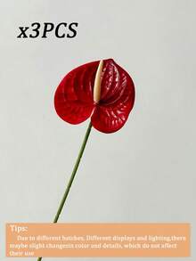 3/5/10支装仿真红凤百合花，假红凤尾花，适用于家居装饰、婚礼装饰、派对用品、办公室、酒店、桌面装饰、室内装饰、餐桌装饰 - 紅色 - 查看 12